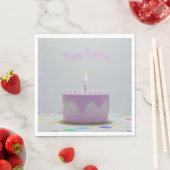 ピンクお誕生日ケーキ スタンダードランチョンナプキン (インサイチュ)