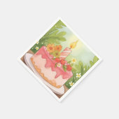 ピンクお誕生日ケーキ | ハッピーバースデー スタンダードカクテルナプキン (角)