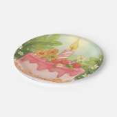 ピンクお誕生日ケーキ | ハッピーバースデー ペーパープレート (アングル)