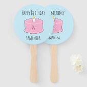 ピンクお誕生日ケーキ ハンドファン (正面&裏面)