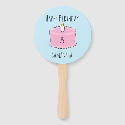 ピンクお誕生日ケーキ ハンドファン (正面)