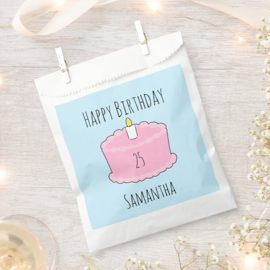 ピンクお誕生日ケーキ フェイバーバッグ (クリップ留めされた状態)