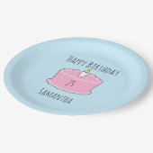 ピンクお誕生日ケーキ ペーパープレート (アングル)