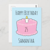 ピンクお誕生日ケーキ ポストカード (正面/裏面)