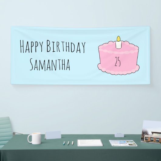 ピンクお誕生日ケーキ 横断幕 (トレードショー)