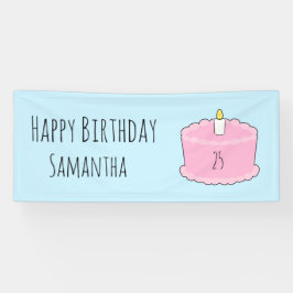 ピンクお誕生日ケーキ 横断幕