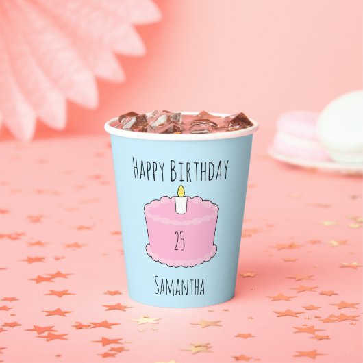 ピンクお誕生日ケーキ 紙コップ (インサイチュ)