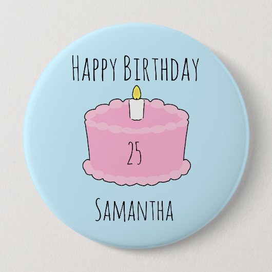 ピンクお誕生日ケーキ 缶バッジ (正面)