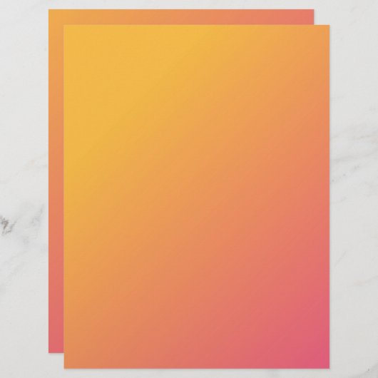 ピンクからオレンジグラデーションの工芸品またはスクラップブック作り紙 (正面/裏面)