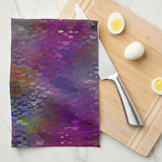 ピンクからカラフルの鱗状板とガ食べスフォル キッチンタオル (四つ折り)