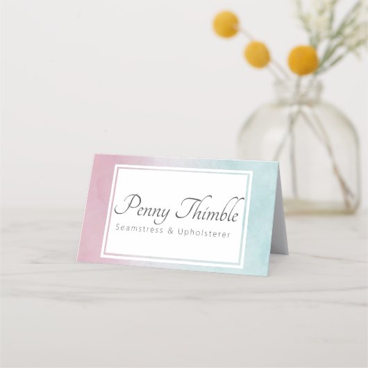 ピンクからターコイズの水彩画 予約カード (正面)