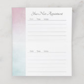 ピンクからターコイズの水彩画 予約カード (内部開封)