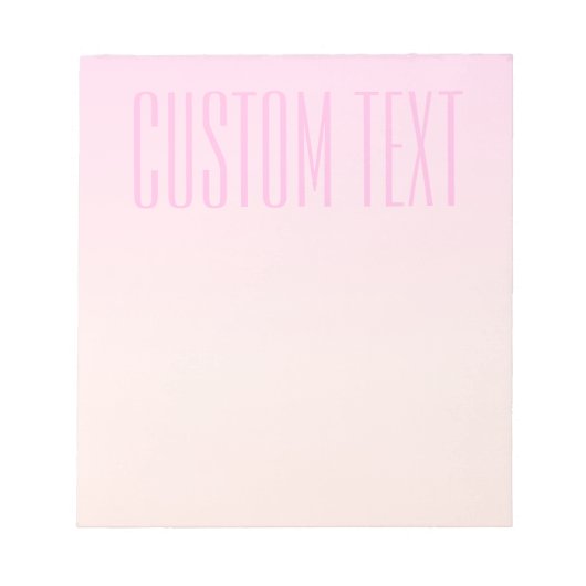 ピンクからピーチへのサンセットオンブル カスタマイズ可能なテキスト付き ノートパッド (正面)