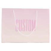 ピンクからピーチへのサンセットオンブル カスタマイズ可能なテキスト付き ラージペーパーバッグ (裏面)
