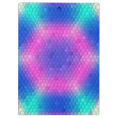 ピンクからブルーのホログラフィックマーメイドスケール六角 クリップボード (裏面)