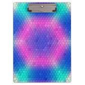 ピンクからブルーのホログラフィックマーメイドスケール六角 クリップボード (正面)