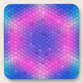 ピンクからブルーのホログラフィックマーメイドスケール六角 コースター (正面)