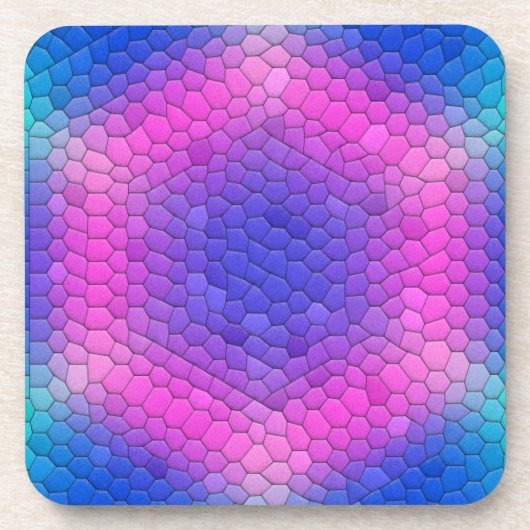 ピンクからブルーのホログラフィックマーメイドスケール六角 コースター (正面)