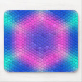 ピンクからブルーのホログラフィックマーメイドスケール六角 マウスパッド (正面)