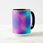 ピンクからブルーのホログラフィックマーメイドスケール六角 マグカップ (正面右)