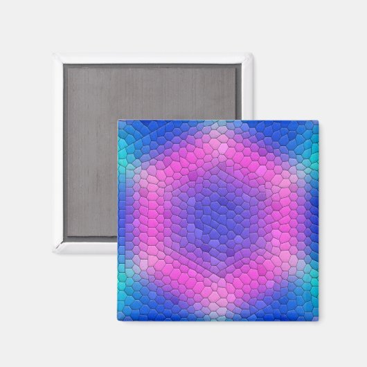 ピンクからブルーのホログラフィックマーメイドスケール六角 マグネット (正面/裏面)