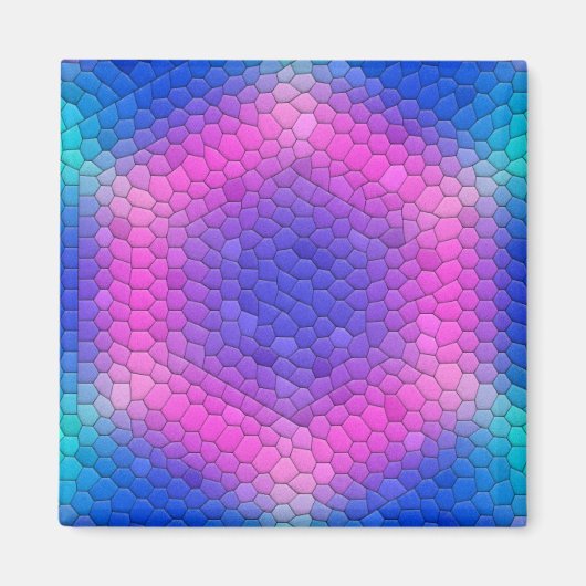 ピンクからブルーのホログラフィックマーメイドスケール六角 マグネット (正面)