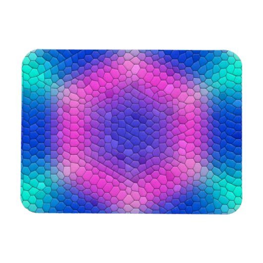 ピンクからブルーのホログラフィックマーメイドスケール六角 マグネット (横)