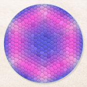 ピンクからブルーのホログラフィックマーメイドスケール六角 ラウンドペーパーコースター (正面)