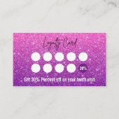 ピンクから紫のグラデーショングリッター・ラッシュ技術者 ロイヤリティカード (正面)