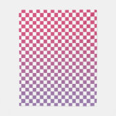 ピンクから紫へのグラデーショ市松模様にンパターン フリースブランケット (正面)