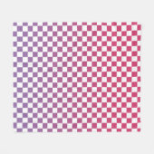 ピンクから紫へのグラデーショ市松模様にンパターン フリースブランケット (正面(横))