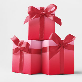 ピンクから赤グラデーションへ ラッピングペーパー