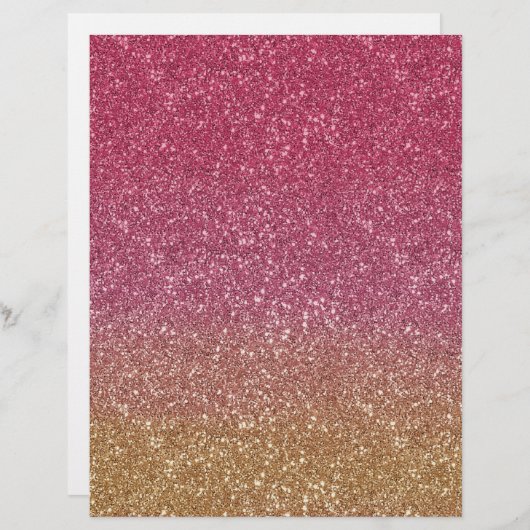 ピンクから金ゴールドグラデーショングリッタールックアーツ&クラフト紙 (正面/裏面)