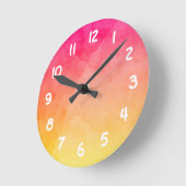 ピンクから黄色の水色 ラウンド壁時計 (傾斜)