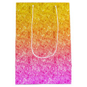 ピンクから黄色へのグラデーショングリッターテクスチャ ミディアムペーパーバッグ (裏面)