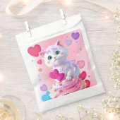 ピンクかわいいおもしろい子猫今日は分かち合ってくれてありがとう フェイバーバッグ (クリップ留めされた状態)