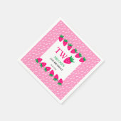 ピンクかわいいイチゴのベリー甘い2nd誕生日 スタンダードカクテルナプキン (角)