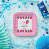 ピンクかわいいイチゴのベリー甘い2nd誕生日 ペーパープレート (パーティー)