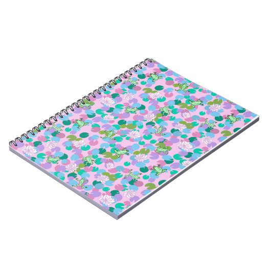 ピンクかわいいカエルのアートスパイラルノートブックジャーナル ノートブック (左側)