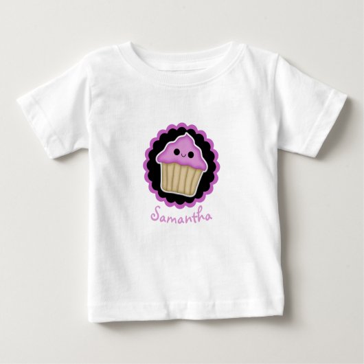 ピンクかわいいカップケーキトドラーシャツ ベビーTシャツ (正面)