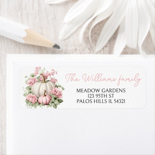 ピンクかわいいカボチャのベビーガールシャワー差出人住所 ラベル (インサイチュ)