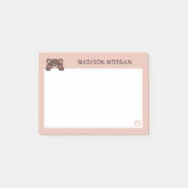 ピンクかわいいクマと前足あなたの名前を追加Post-it Notes ポストイット (正面)