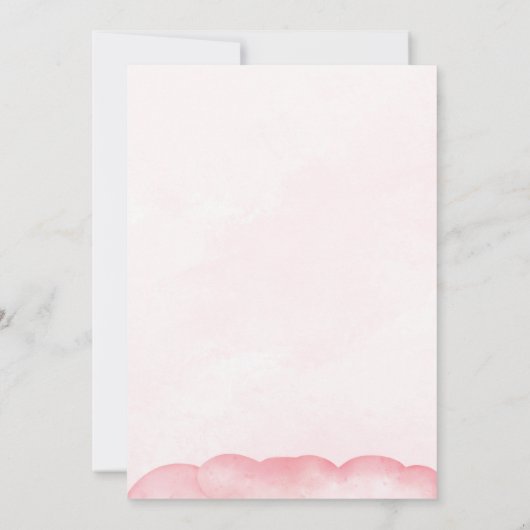 ピンクかわいいクマの水の色ベビーシャワーパーティー 招待状 (裏面)