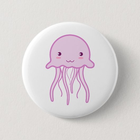 ピンクかわいいクラゲ 缶バッジ (正面)