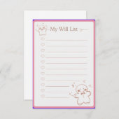 ピンクかわいいクリスマスウィッシュリストA4ドキュメント サンキューカード (正面/裏面)