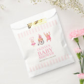 ピンクかわいいサーカスカーニバルテディベアーベイビーシャワー フェイバーバッグ (封をした状態)