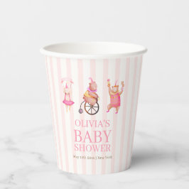 ピンクかわいいサーカスカーニバルテディベアーベイビーシャワー 紙コップ