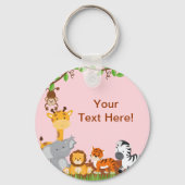ピンクかわいいジャングルベビーアニマルキーチェーン キーホルダー (正面)