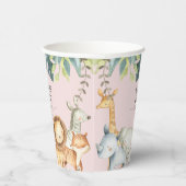 ピンクかわいいジャングル動物ガールベビーシャワー 紙コップ (右)