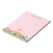 ピンクかわいいジャングル赤ちゃん動物メモ帳 ノートパッド (回転)